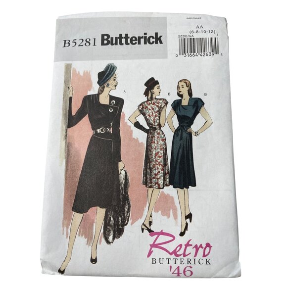 Butterick Sewing Pattern Size AA 6-12 B5281 Misses Retro 1946 Lined Dress & Belt - Picture 1 of 6